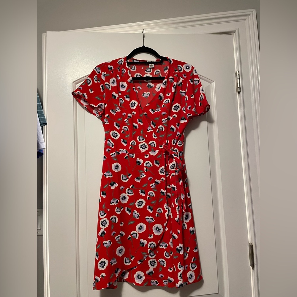 Floral Red Wrap Dress